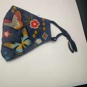 Johnny Was Embroidered Butterfly Face Mask Brand New